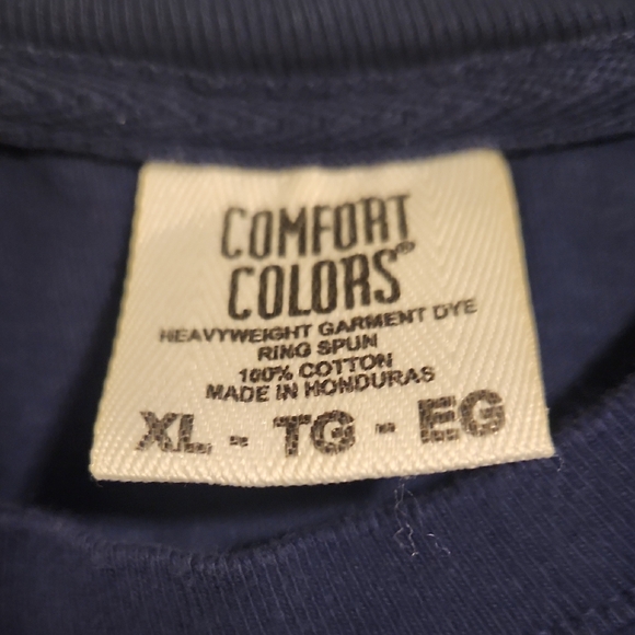 Comfort Colors Navy Blue Pocket Tee With Disney Logo, XL - Picture 2 of 5